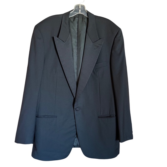 Ermenegildo Zegna Black One-Button Wool Tuxedo Jacket Men's 46R - Made in Italy - Picture 1 of 8